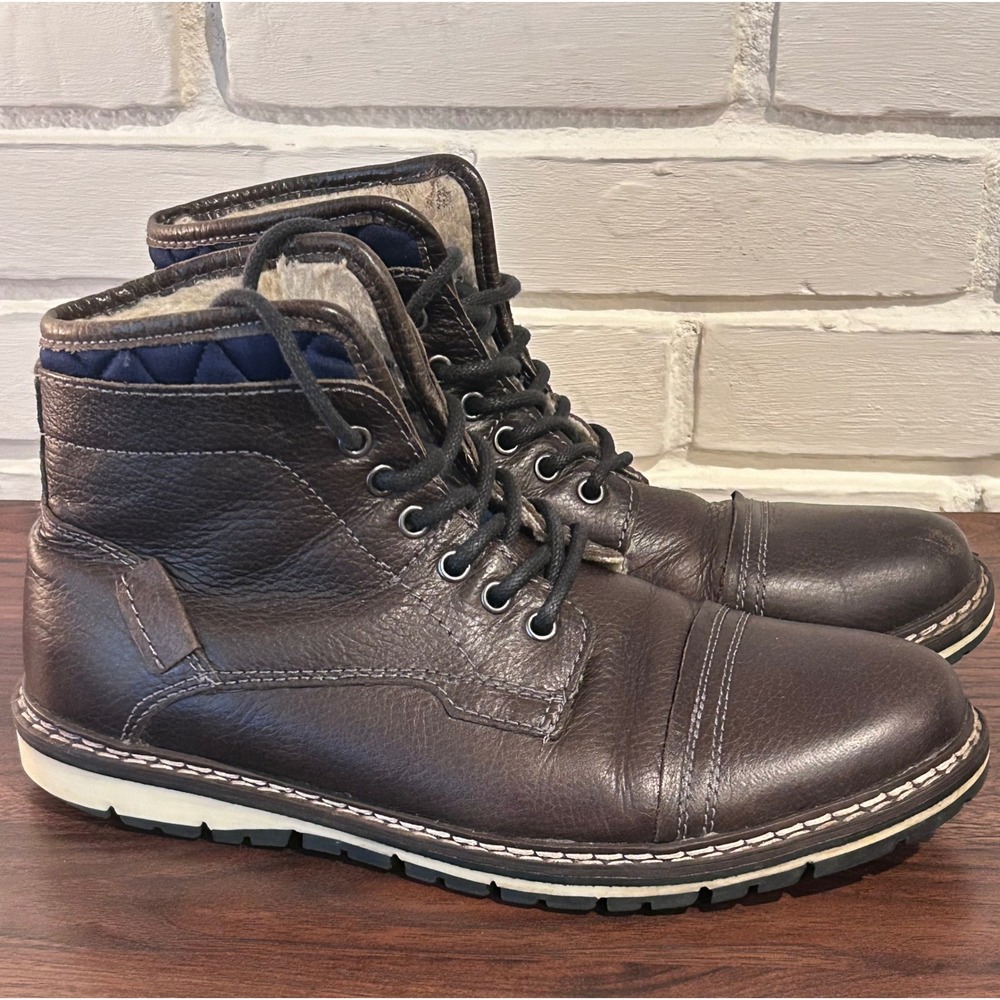 Crown Vintage Fielding Quilted Cap Toe Boots Men 9.5 Dark Brown Leather Gorpcore